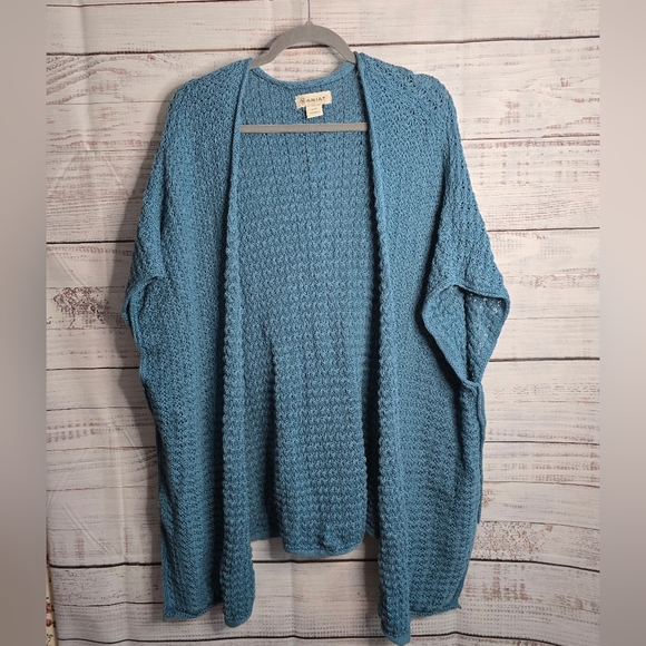 Ariat Women's Chuncky Knit Open Front Cardigan Size Large/XLarge Blue - Picture 1 of 5